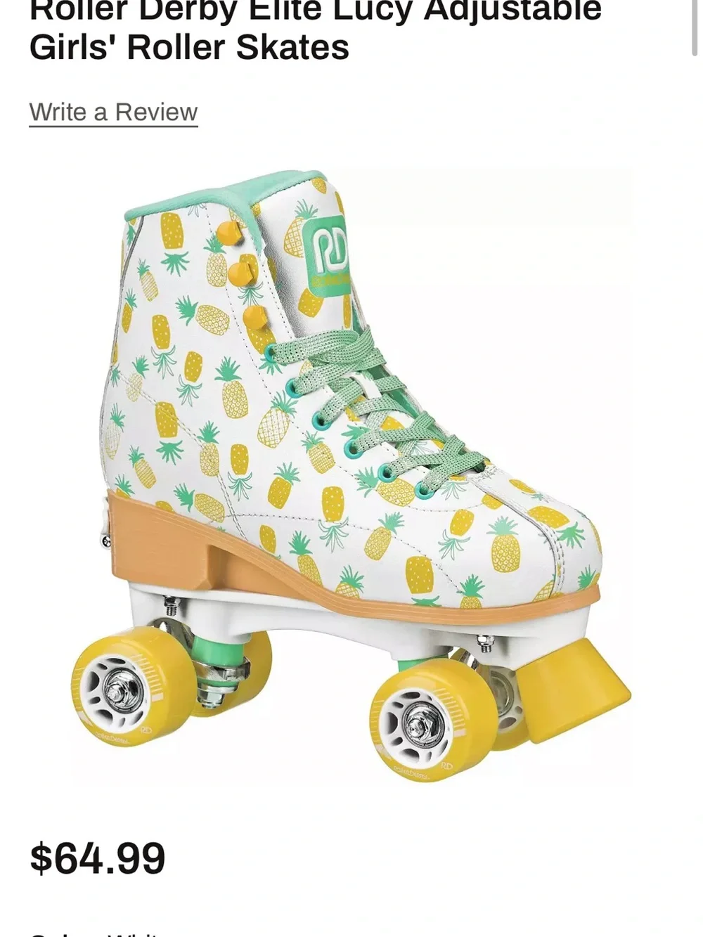 Roller Derby Pineapple-Print Roller Skates - Yellow & Mint